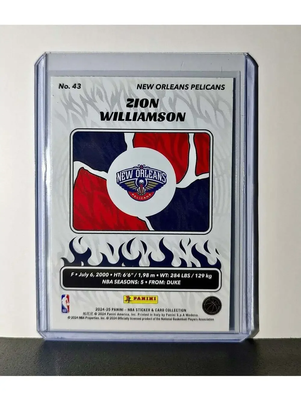 Zion Williamson 2024-25 Panini NBA #43 Sticker Card New Orleans Pelicans